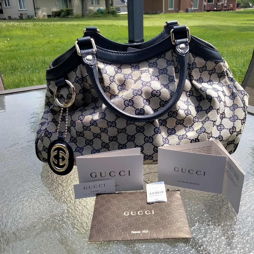 Gucci Monogram Sukey Tote Navy